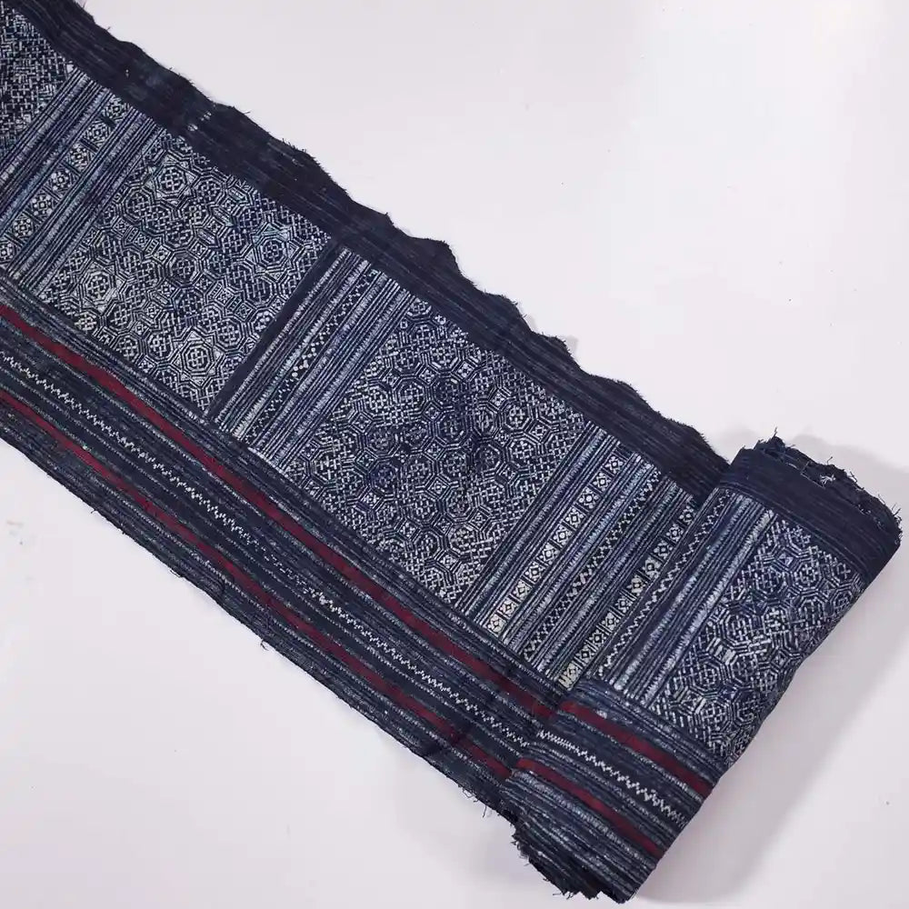 Vindigo fabric indigo ethnic patterned flat wide view