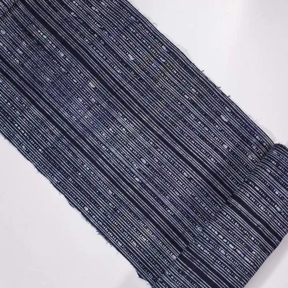 Vindigo fabric indigo handwoven striped texture close-up