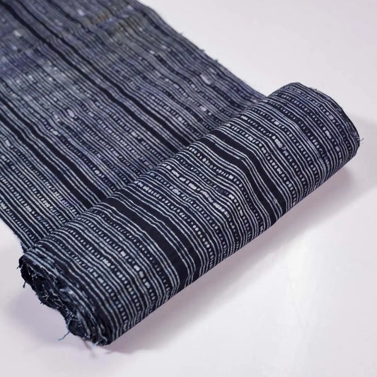 Vindigo fabric indigo handwoven striped rolled view