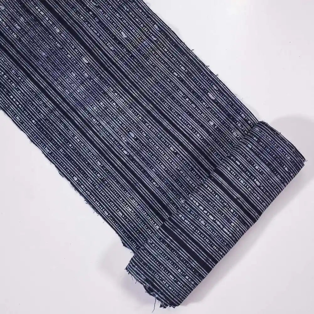 Vindigo fabric indigo handwoven striped folded roll