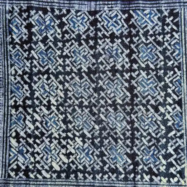 Single red stripe authentic H'mong batik on cotton - recycled fabric