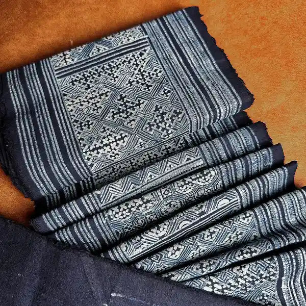 Authentic H'mong batik on cotton - recycled fabric