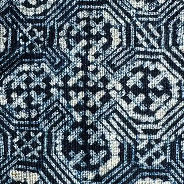 Red stripes authentic H'mong batik on cotton - recycled fabric