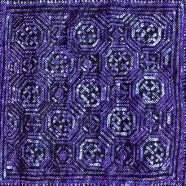 Red squared pattern authentic H'mong batik on cotton - recycled fabric