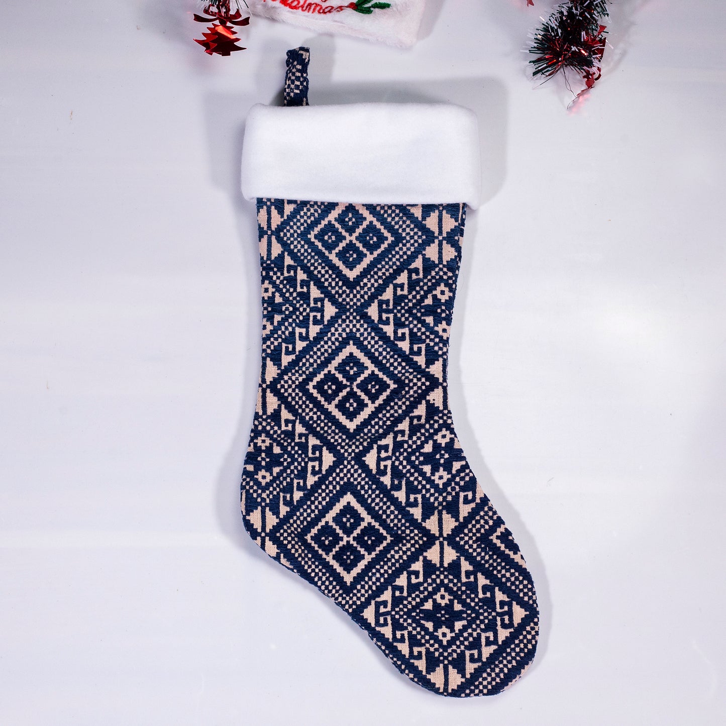 Christmas Stockings - Black and Blue embroidery