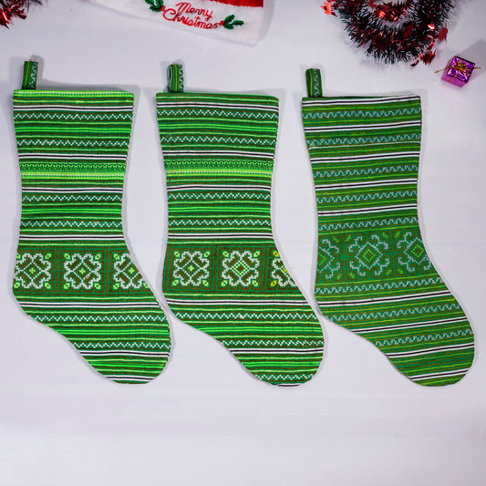 Christmas Stockings - Green embroidery