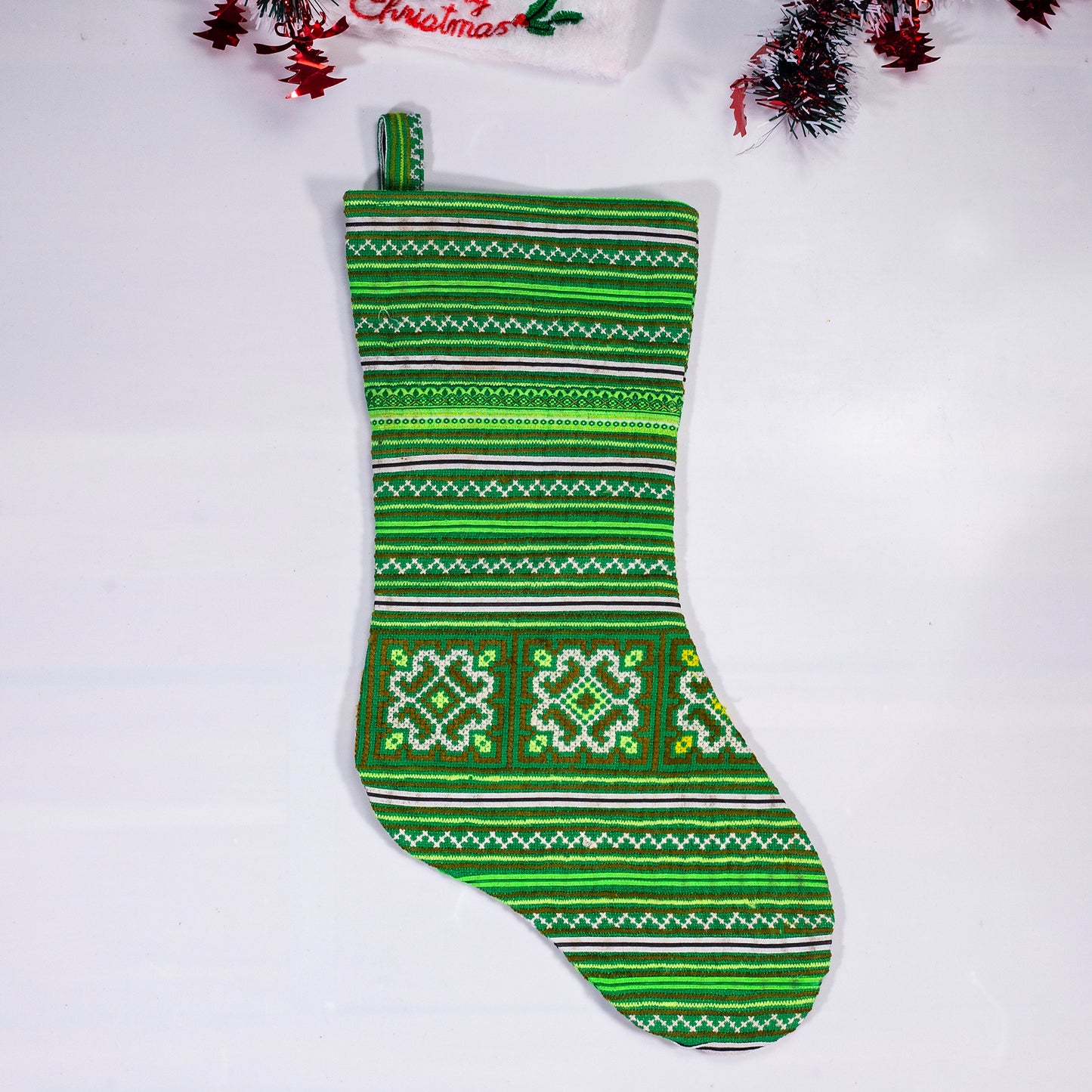 Christmas Stockings - Green embroidery