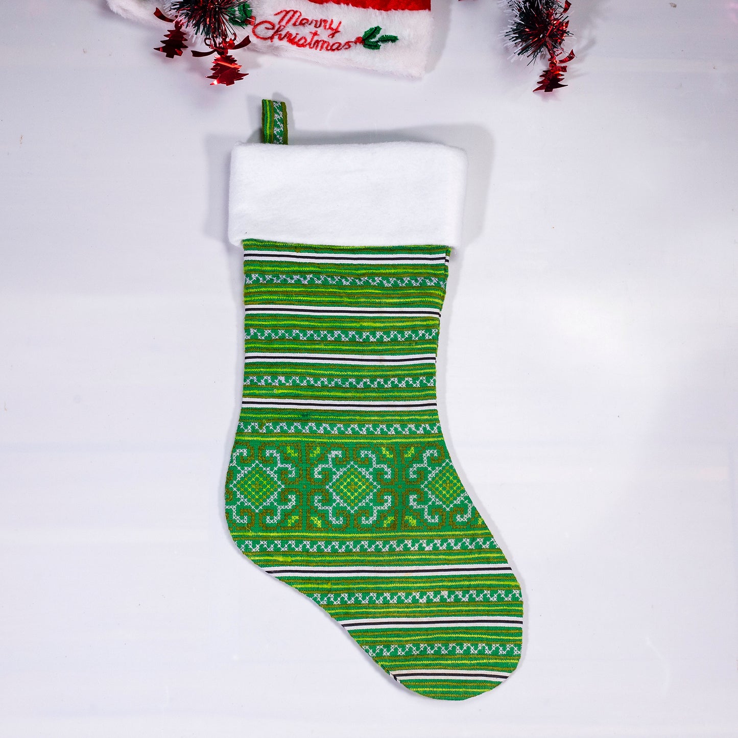 Christmas Stockings - Green and White