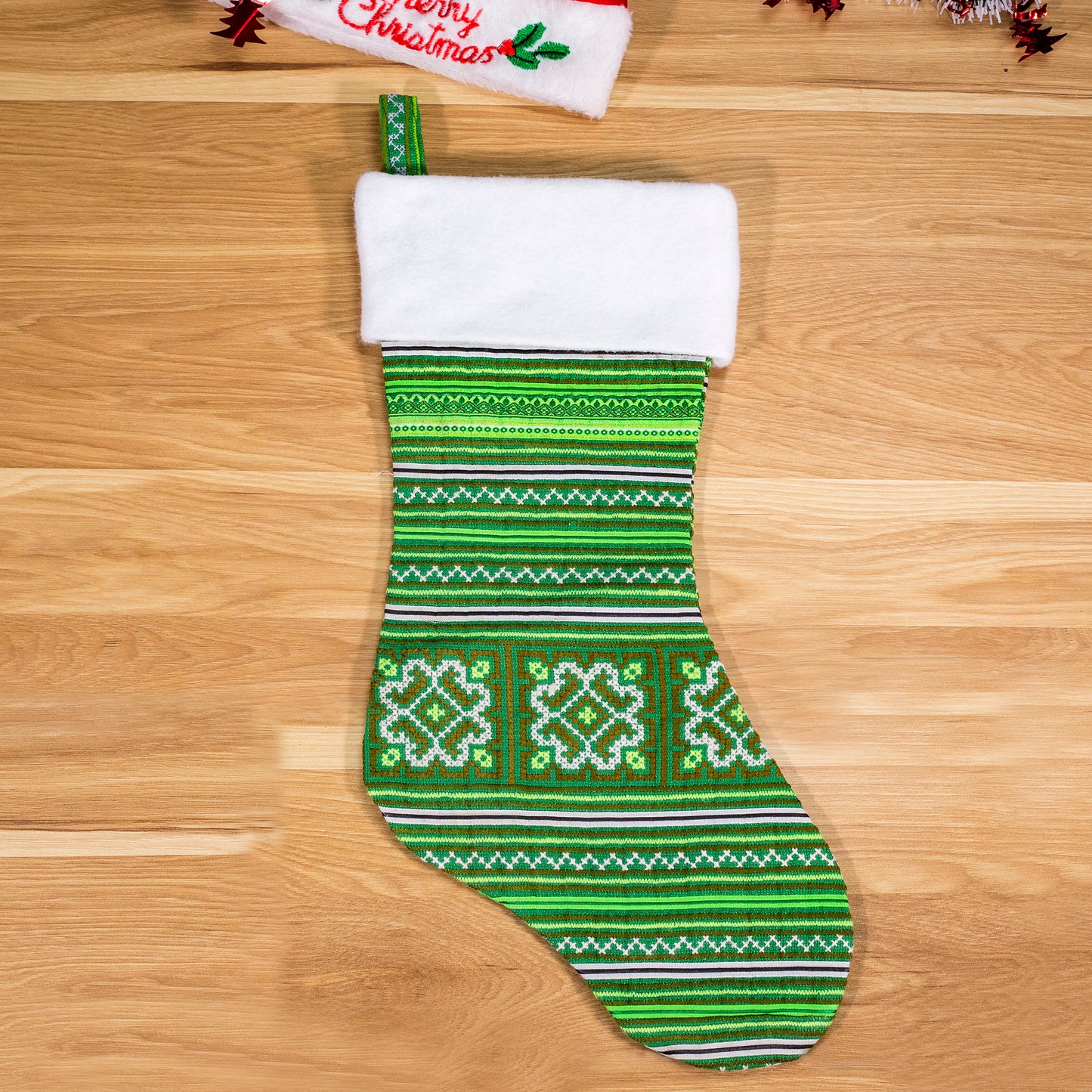 Christmas Stockings - Green and White