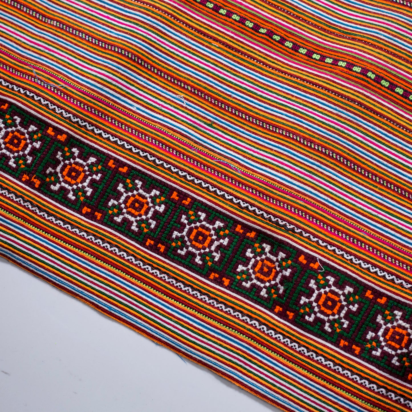 Hand embroidery fabrics, cross-stitched fabrics, H'Mong pattern in black thread