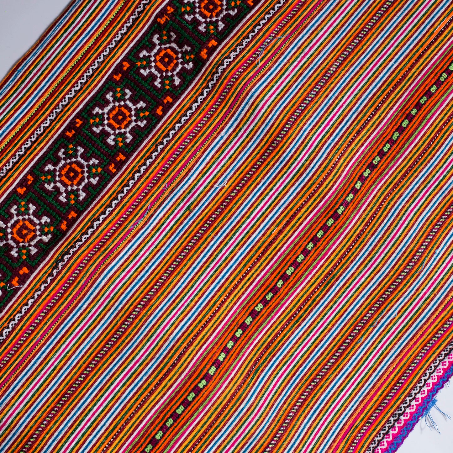 Hand embroidery fabrics, cross-stitched fabrics, H'Mong pattern in black thread