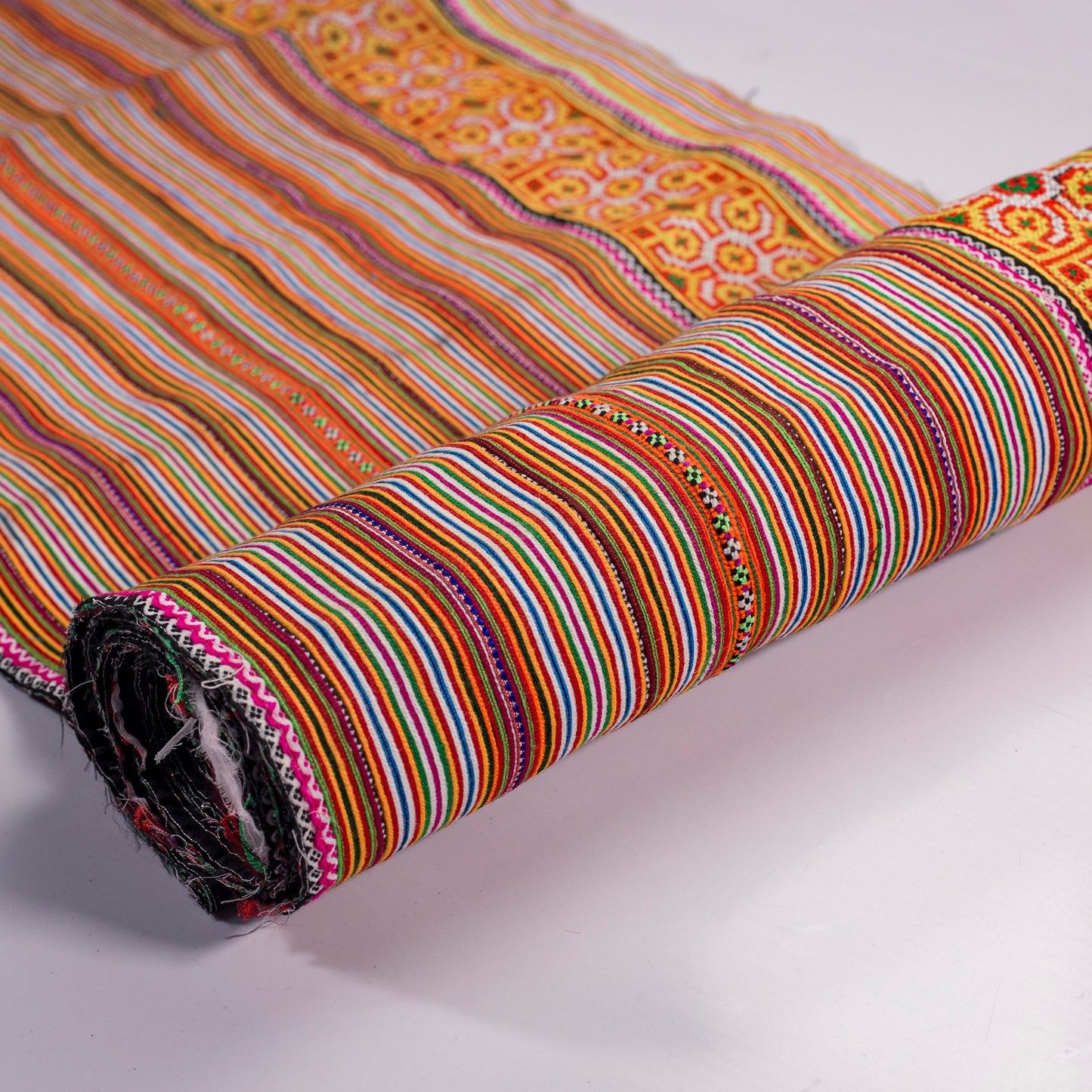 Hand embroidery fabrics, orange cross-stitched fabrics, H'Mong pattern