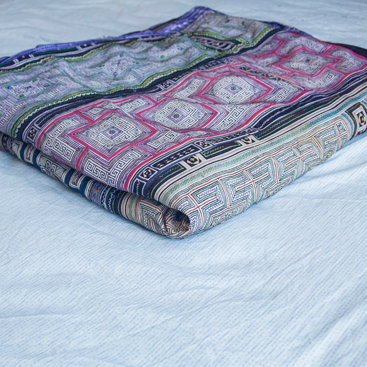 Beautiful H'mong fabric, dual-sized bed cover for king and queen sized beds